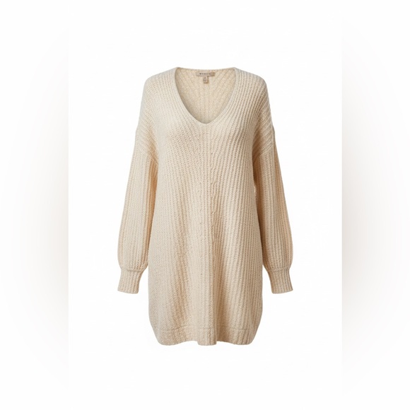 American Eagle Cream Sweater Dress Womens Medium Textured Knit Long Sleeve - Picture 1 of 5